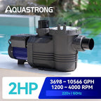 AQUASTRONG Variable Speed Pool Pump, 2 HP, 220V, 10566GPH, In/Above Pool Pump, Energy Efficient, High Flow, Powerful Self Primming Swimming Pool Pumps with Filter Basket