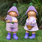 Lavender Series Resin Garden Statues - Couple Boy & Girl Decor, Ideal for Outdoor Patio, Lawn, Garden & Indoor Valentine's Day Home Decor, Ideal Gift for Mom, Dad & Friends