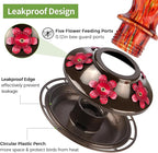Hummingbird Feeder, BOLITE Glass Hummingbird Feeders for Outdoors Hanging, Hand Blown Twisted with Ant Moat and Five Feeding Ports, 24 Ounces, Leak Proof, Red, Gifts for Women Men, Gifts for Mom Dad