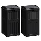Flamaker 30 Gallon Trash Can, Resin Outdoor Garbage Can with Lid, Waterproof Hideaway Patio Waste Bins for Outside Use (2 Pack, Black)