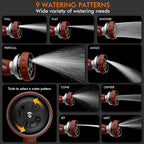RESTMO Hose Nozzle Heavy Duty, Metal Water Hose Sprayer for Garden, 9 Spray Patterns | High Pressure | Thumb Flow Control | On/Off Valve, Ideal for Lawn & Plant Watering, Car & Pet Washing, Red