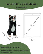 Elenon Cat Garden Statue Decorative for Yard, Praying Black & White Cat Figurines Home Lawn Decor, Patio Kitten Tuxedo Statues Pets Memorial Ornament for Cat Lovers