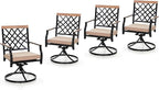 PHI VIALLA Patio Chairs Outdoor Swivel Dining Chairs Outdoor Furniture Chairs Set of 4 with Cushion Suports 300lbs for Lawn Garden Backyard Weather Resistant-Black Frame
