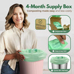 Compost Bags for Countertop Bin -Compostable Trash Bags made of Cornstarch - Leakproof & Tear Resistant Biodegradable Trash Bags - OK Compost Home & Seedlings Certified (8 Gallon, 100 Count)