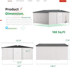 AECOJOY 12' x 14' Outdoor Storage Shed, Large 14x12 Metal Sheds & Outdoor Storage Clearance Steel Yard Shed with Lockable Doors, Utility Tool Storage Garden Shed for Backyard, Patio and Outside use