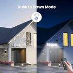 Olafus 120W Plug in Flood Lights Dusk to Dawn LED Outdoor Light with Remote, 5 Adjustable Heads IP65 Waterproof LED Security Light with Photocell for Yard Garden Porch Black