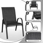 Patio Dining Chairs Set of 2, Outdoor Stackable Chairs, Breathable Seat and Alloy Steel Frame Fit for Backyard,Garden,Porch, Lawn，Poolside (Dark Grey)