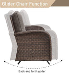 HUMMUH Patio Furniture 7-Piece PE Wicker Outdoor Conversation Set,All-Weather Rattan Swivel Chairs with Ottomans Glider Loveseat for Backyard,Poolside,Deck