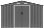 Storage Shed 10x8 FT Outdoor Metal Garden Shed with Lockable Sliding Door and Air Vents Galvanized Steel Shed with Air Vents Waterproof Roof Ideal for Backyard Patio Lawn Dark Gray