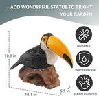 Elenon Toucan on Stump Garden Statue Decorative, Adorable Flower Bed 11 inch High Lifelike Bird Animal Outdoor Decor, Funny Yard Patio Art Sculptures Table Ornament, Yellow Mouth