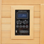 1 or 2 Person Sauna, Low EMF 6 Heating Plate Infrared Physical Therapy Wooden Dry Steam Sauna with MP3 Auxiliary Connection, Dual Controls, Iron Shirt Wall Plate, Home Spa Day Use, Winter Gift