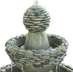 Teamson Home 36.5 in. Outdoor 3-Tier Zen-Style Pedestal Water Fountain in. with Stone Trim with Pump and 2.64 Gallon Capacity, Stone Gray