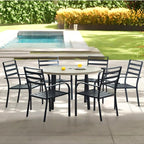 Outdoor Dining Chairs Set of 6, Aluminum Frame Stackable Patio Dining Chairs with Armrest, Wrought Iron Patio Bistro Chairs for Lawn, Backyard, Garden, Porch