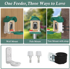 Bird Feeder with Camera, 2-in-1 Bird Bath and Perch, 3K Live View, Squirrel-Proof Cable, 2.4G WiFi, AI Detection, Instant Arrival Alerts, Backyard Birdwatching Gift for Birdlovers