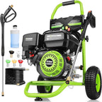 4200PSI Gas Pressure Washer 4.0GPM Gas Power Washer 212CC Gas Powered Washing Machine Commercial High Pressure Washer with 25ft Hose&5 Nozzles for Patio Garden Yard Vehicle,EPA/CARB/ETL (Green)