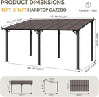 Aoxun 16' x 10' Gazebo for Patio, Gazebo Pergola with Sloped Roof, Large Wall-Mounted Heavy Duty Awnings, for Backyard, Deck, Patio