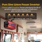 4000W Pure Sine Wave Inverter, 12V DC to 110V/120V AC Power Inverter for RV、Off Grid with 2 AC outlets and LCD Display