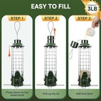 Squirrel Proof Bird Feeder,Outdoors Hanging Gravity Protection Squirrel-Proof Mesh Metal Bird Feeders,Easy Cleaning,3LB Capacity Outside Wild Birdfeeders with Finch Cardinal Chickadee-Green