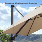 PURPLE LEAF 11.5' X 8.2' Tilting Patio Umbrella with Base Outdoor Cantilever Swivel Rectangle Umbrella Aluminum Offset Umbrella with 360-degree Rotation for Garden Deck Pool Patio Beige