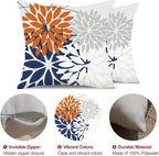 DFXSZ Outdoor Throw Pillow Covers 18x18 Inch Set of 2 Waterproof Spring Summer Geometric Elegant Orange Blue Outdoor Pillow Covers for Patio Funiture Garden Couch 158V18