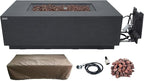 Elementi Andes Gas Fire Pit Cast Concrete Fire Table, Outdoor Fire Pit Electronic Ignition | Canvas Cover, Lava Rock Included | Free AMS Wind Guard & Table-top Firepit | Dark Gray (Propane Gas)