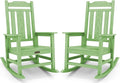SERWALL Outdoor Rocking Chair Set of 2, Patio Rocking Chairs Set, HDPE Rocking Chair Outdoor for Adults, Heavy Duty Front Porch Rocker, Mint