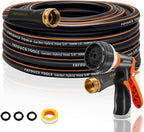 Heavy Duty Garden Hose – 5/8 Inch Flexible, Lightweight Hybrid Hose with 600 PSI Burst Pressure, Swivel Handle, and Durable Copper Male/Female Fittings (Black with hose sprayer, 50FT)