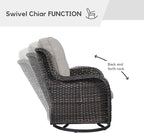 4 Piece Patio Furniture-All-Weather PE Wicker Outdoor Patio Furniture with Swivel Rocker Chairs,Outdoor Couch, Set with Coffee Table-Brown/Beige