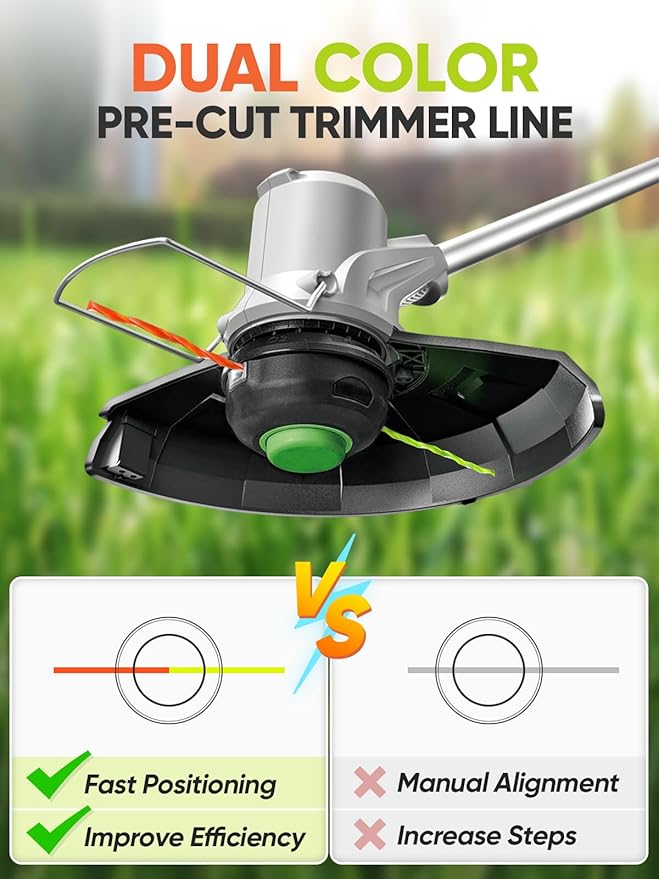 Eventronic 4 Pack AL2420PD Replacement Twisted Trimmer Line Compatible with All EGO 15-Inch String Trimmers Weed Eater, Dual Color Pre-Cut 0.095" 56Ft Weed Wacker String line for EGO Trimmers String