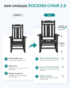 SERWALL Oversized Rocking Chair Set of 4 Outdoor, HDPE Outdoor Rocking Chair Set of 4, Black