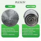 Plexon 10 Gallon Metal Trash Can with Locking Lid Galvanized Bucket with Lid for Poultry Feed Bird Seed Storage Ash Outdoor Garbage Trash Bin, 2 Pack