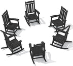 SERWALL Outdoor Rocking Chair Set of 6, Patio Rocking Chair Sets, HDPE Rocking Chair for Adults, Black