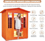 Outdoor Sauna 4 Person Dry Infrared Sauna with Red Light Wood Personal Spa Room Low-EMF 2600W 240V Abysmal Lamp Bluetooth Speakers 62.2"x46.9"x81.9"