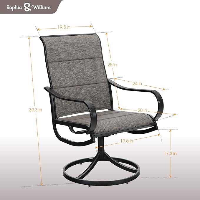 Sophia & William Patio Dining Chairs Patio Swivel Chairs 4 Pieces Quick Dry Textilene Patio Chairs Outdoor Furniture Support 300lbs for Lawn Garden Backyard Weather Resistant