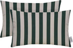 RSH DECOR: Sunbrella Lumbar Throw Pillows Set of 2 | 20" x 12" | Water and Fade-Resistant Performance Fabric | Outdoor Pillow Covers with Down-Alternative Inserts | Mason Forest Green