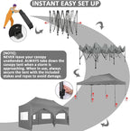 COBIZI 10x20 Pop Up Canopy with 6 Sidewall,Heavy Duty Canopy UPF 50+ All Season Wind Waterproof Commercial Outdoor Wedding Party Tents for Parties Canopy Gazebo with Roller Bag(10 x 20 ft Gray)
