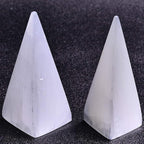 JIC Gem 2pcs Selenite Pyramid 4" Crystal Point White Reiki Healing Crystal Stone for Energy Cleansing and Protection
