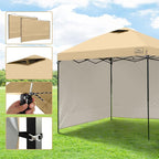 KAMPKEEPER 10x10 Easy Pop Up Canopy Tent with Sidewalls, Instant Outdoor Shade Shelter with Removable 10FT Sun Walls, Quick Setup Waterproof and UV-Resistant for Patio (Khaki, 2 sidewall)