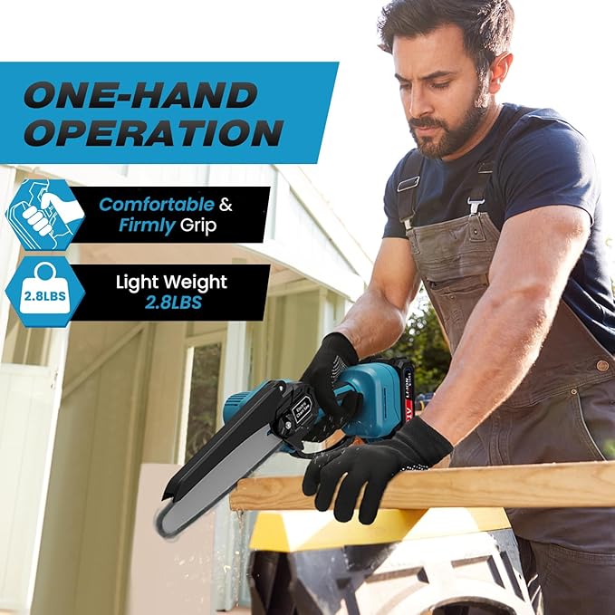 Mini Chainsaw, 6-Inch Electric Chainsaw Cordless, Brushless Portable Handheld Small Chain Saw with 2 Batteries, for Wood Cutting/TreeTrimming/Courtyard
