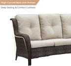 HUMMUH 3-Seat Outdoor Wicker Sofa PE Rattan Patio Couch with Cushions,Deep Seat High Curved Back Armset Patio Sofa