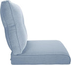 Pop 22x25/22x24 Outdoor Furniture Cushions Set of 6 - Comfortable Patio Chair Cushion for Rattan Wicker Dining Rocking Swivel Chairs Loveseat Couch L-Shape Sectional Sofa - Baby Blue/Button