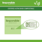 Responsible Products Kitchen Bin Liners, Certified Compostable, Heavy Duty Multipurpose Food Scrap Bags, Made from Compostable Materials (13 Gallon Drawstring, 13 Gallon (100 Count))