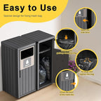 ROJIK 35" Tall Outdoor Trash Can,Weatherproof Resin Garbage Indoor Durable Lightweight,Suitable for Patio Office Kitchen,Easy to Clean,Assemble(Waste&Recycle, Black)