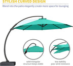 Kingdura 11ft Offset Cantilever Patio Umbrella with Base Included, Large Round Aluminum Outdoor Umbrella, 360° Rotation & Infinite Tilt, Heavy Duty Frame for Deck Pool Backyard, Turquoise Blue