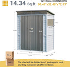 Galvanized Steel Frame & Solid Cedar Wood Wall Shed | 3x5ft Outdoor Storage Shed with Lockable Double Doors & Ventilation Windows for Garden, Lawn, Patio