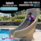 Global Pool Products Splash Inground Swimming Pool Water Slide Deck Mounted Right Curve Turn Sand GPPSSP-Sand-R