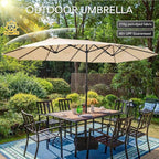 Sundale Outdoor 15ft Large Patio Umbrella with Base Included and Umbrella Cover, Outdoor Double-Sided Umbrella
