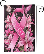 Breast Cancer Garden Flag Vertical Double Sided Outdoor Yard Flags 12.5x18 Inch Burlap Banners for House Lawn