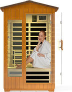 Outdoor Sauna 2 Person, Infrared Sauna for Home, Wooden Dry Saunas Room with Far Low EMF Lighting, Bluetooth Speakers, 7 Colors Chromotherapy for Outdoor Home Spa
