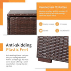 Patiorama 88 Gallon Wicker Deck Box, Indoor/Outdoor Storage Box for Patio Cushions, and Gardening Tools- Resin Rattan Patio Cushion Storage Bin, Brown